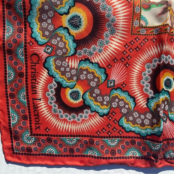 Christian Lacroix Hand Rolled Silk Scarf 26x26 - Picture 3 of 7